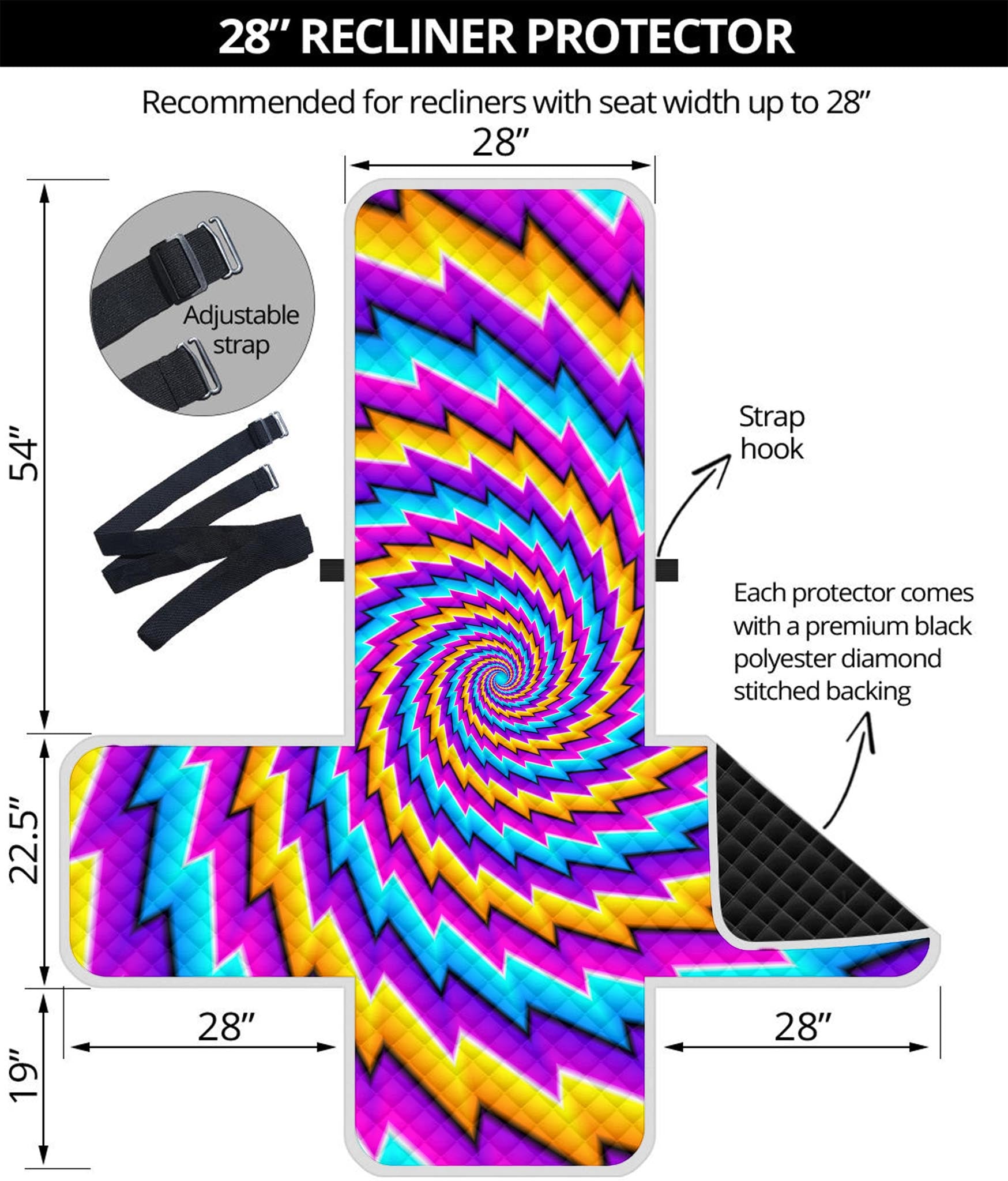 Twisted Spiral Moving Optical Illusion Recliner Protector