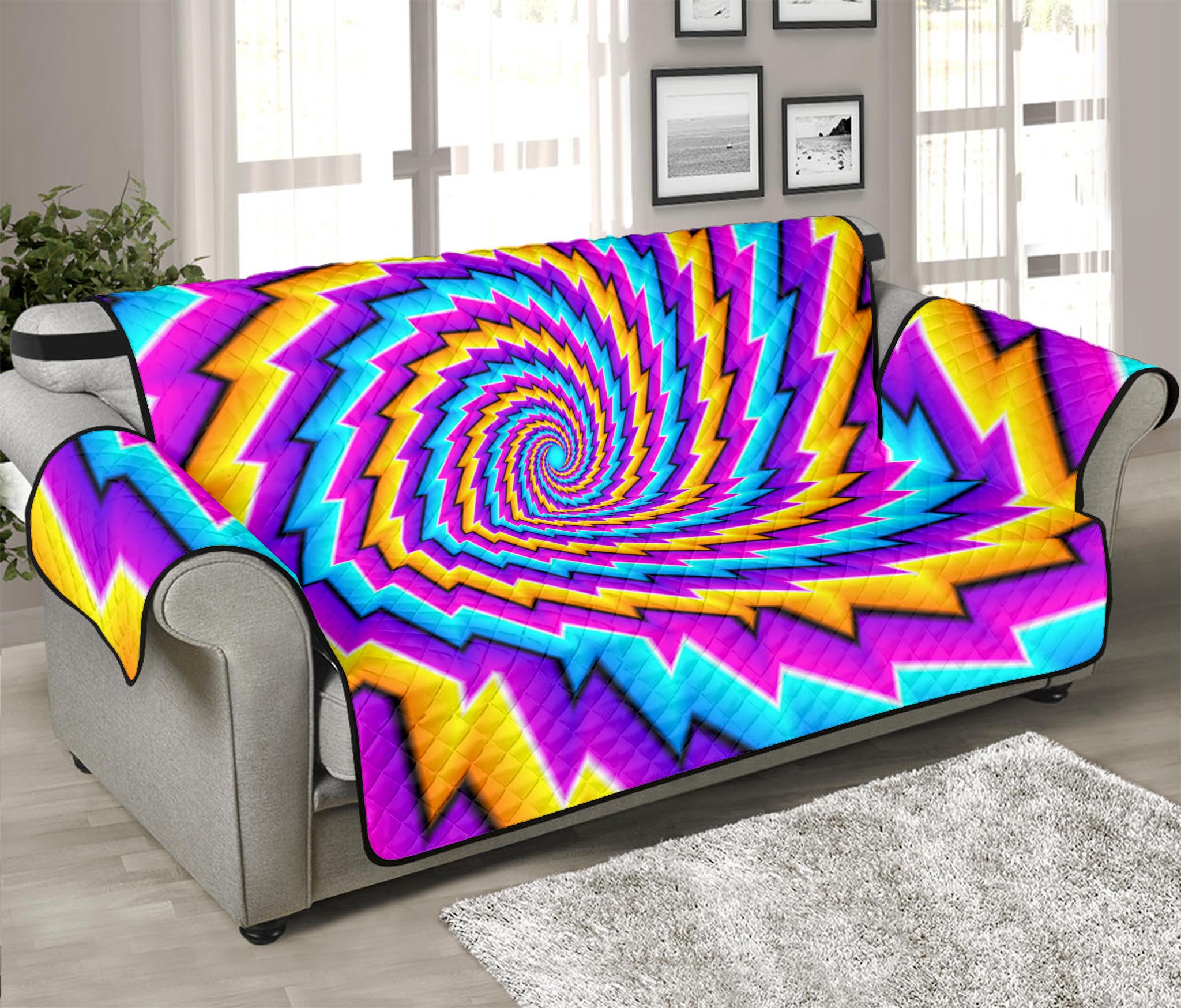 Twisted Spiral Moving Optical Illusion Sofa Protector