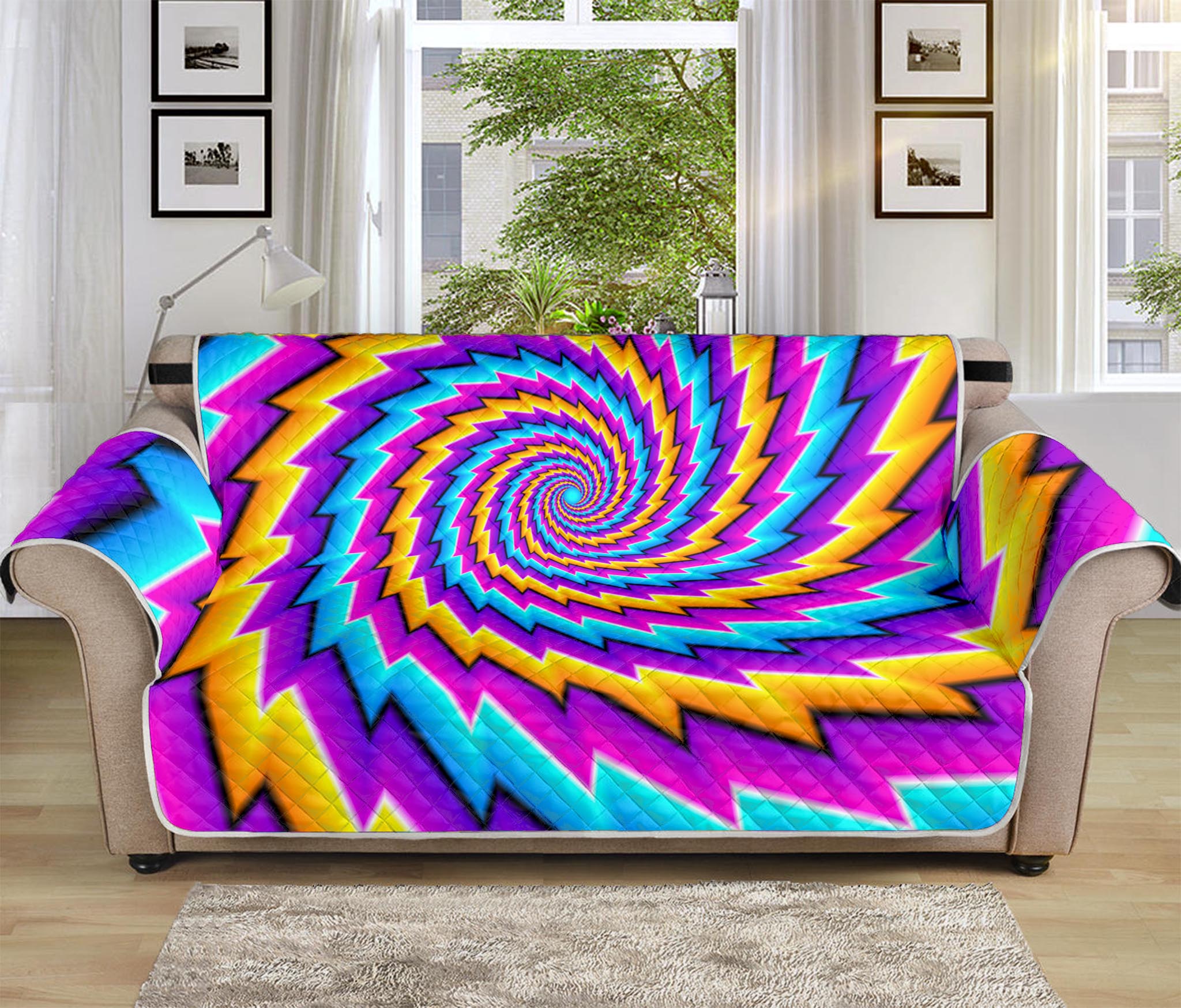 Twisted Spiral Moving Optical Illusion Sofa Protector