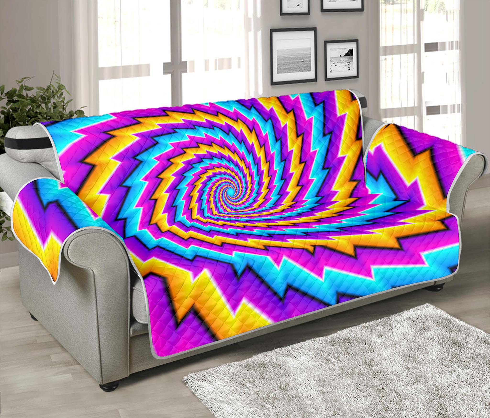 Twisted Spiral Moving Optical Illusion Sofa Protector