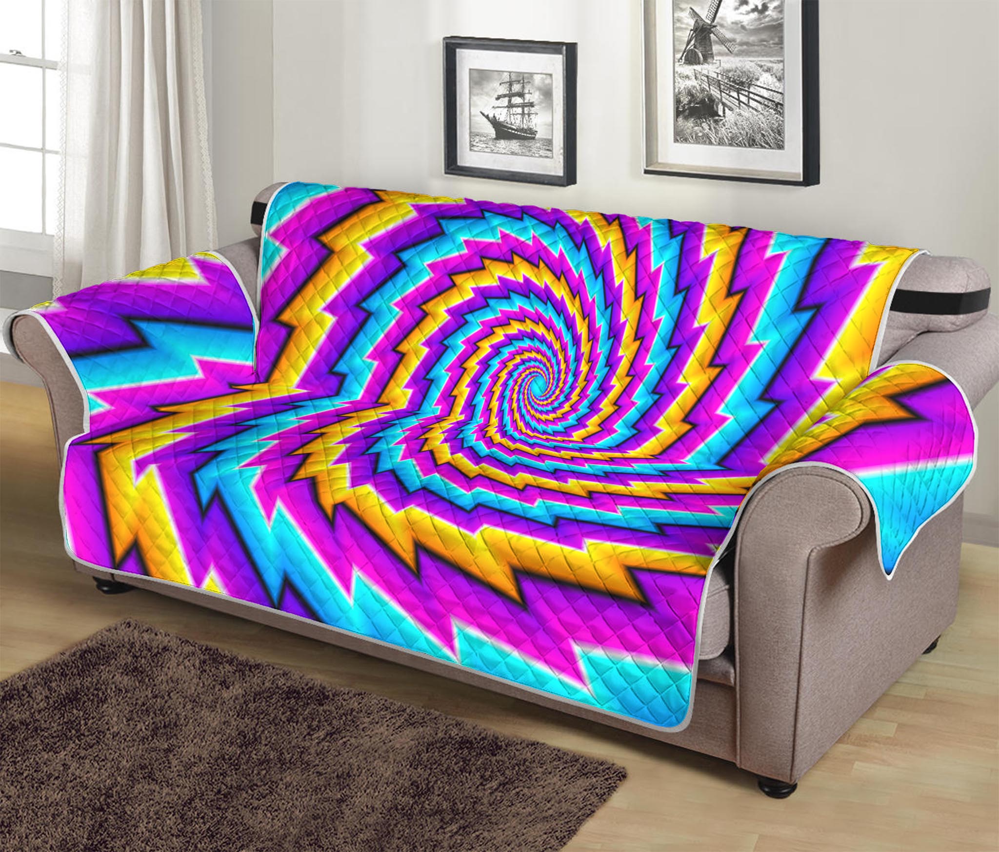 Twisted Spiral Moving Optical Illusion Sofa Protector