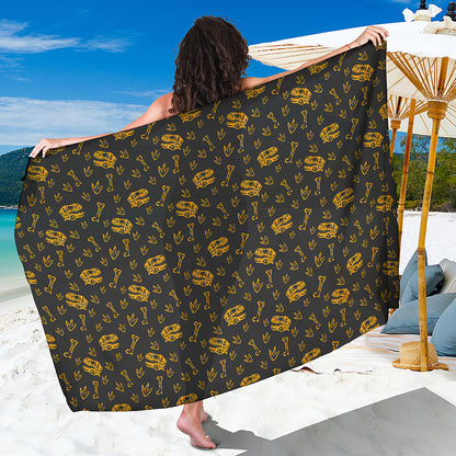 Tyrannosaurus Dino Fossil Pattern Print Beach Sarong Wrap