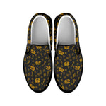 Tyrannosaurus Dino Fossil Pattern Print Black Slip On Shoes