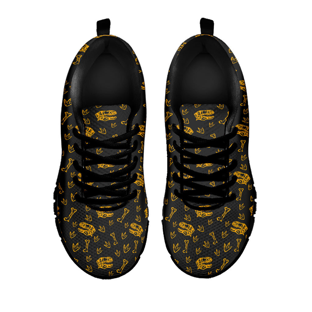 Tyrannosaurus Dino Fossil Pattern Print Black Sneakers