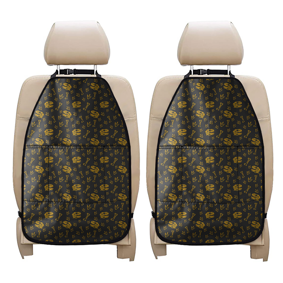 Tyrannosaurus Dino Fossil Pattern Print Car Seat Organizers
