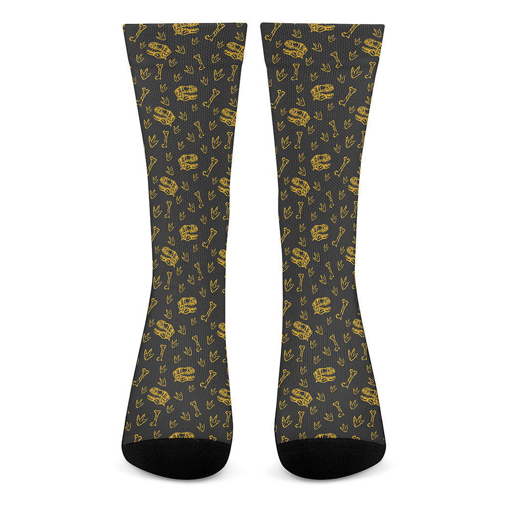 Tyrannosaurus Dino Fossil Pattern Print Crew Socks