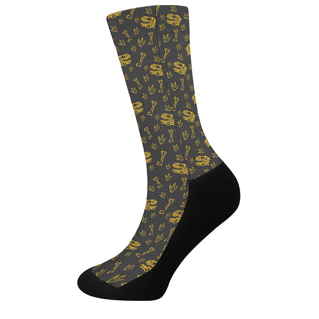 Tyrannosaurus Dino Fossil Pattern Print Crew Socks