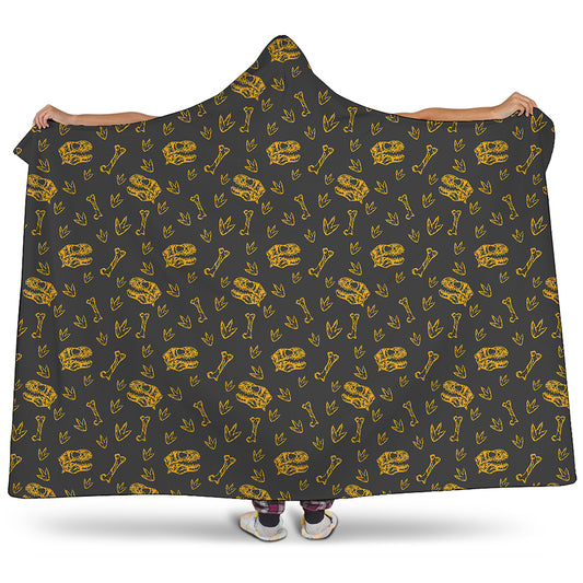 Tyrannosaurus Dino Fossil Pattern Print Hooded Blanket