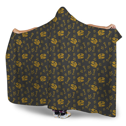 Tyrannosaurus Dino Fossil Pattern Print Hooded Blanket