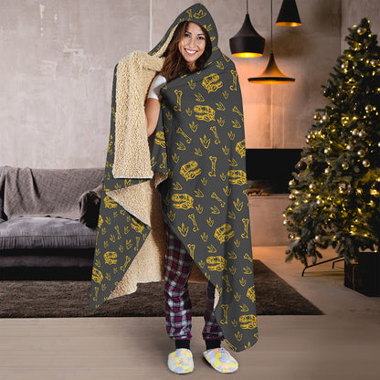 Tyrannosaurus Dino Fossil Pattern Print Hooded Blanket