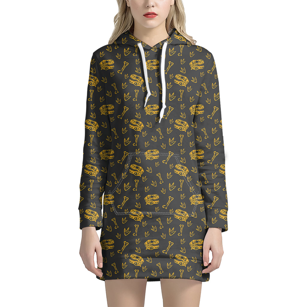 Tyrannosaurus Dino Fossil Pattern Print Hoodie Dress