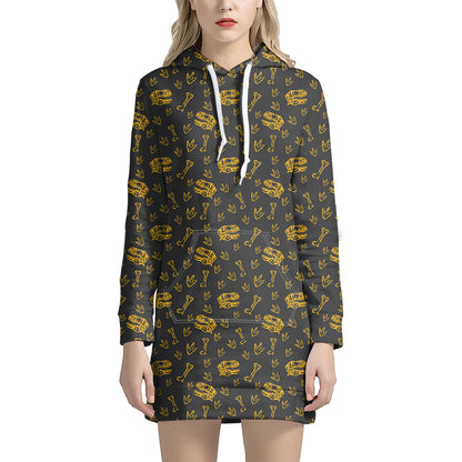 Tyrannosaurus Dino Fossil Pattern Print Hoodie Dress