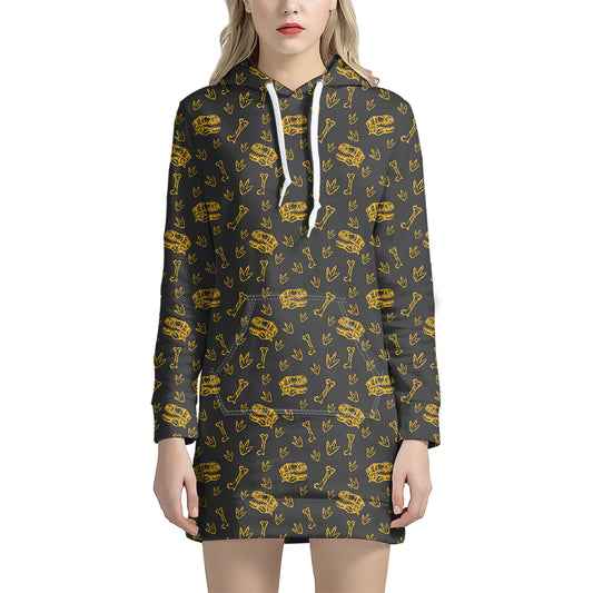 Tyrannosaurus Dino Fossil Pattern Print Hoodie Dress