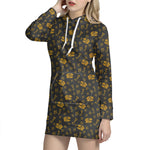Tyrannosaurus Dino Fossil Pattern Print Hoodie Dress