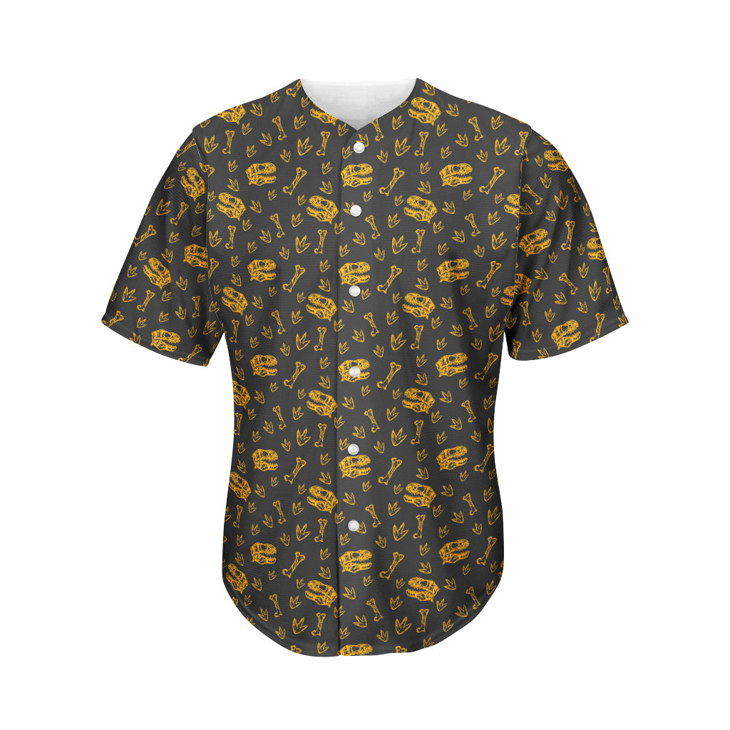 Tyrannosaurus Dino Fossil Pattern Print Men's Baseball Jersey