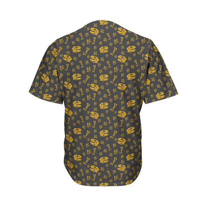 Tyrannosaurus Dino Fossil Pattern Print Men's Baseball Jersey