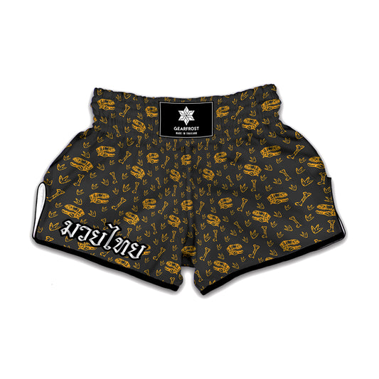 Tyrannosaurus Dino Fossil Pattern Print Muay Thai Boxing Shorts