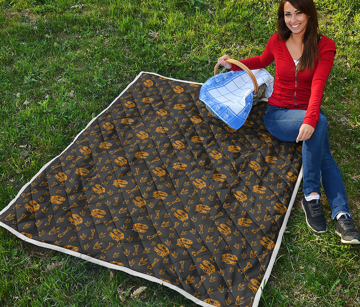 Tyrannosaurus Dino Fossil Pattern Print Quilt