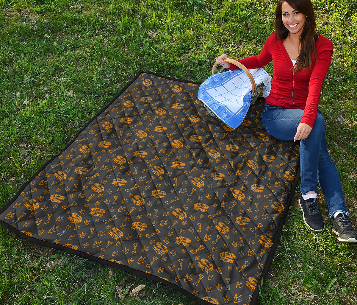Tyrannosaurus Dino Fossil Pattern Print Quilt