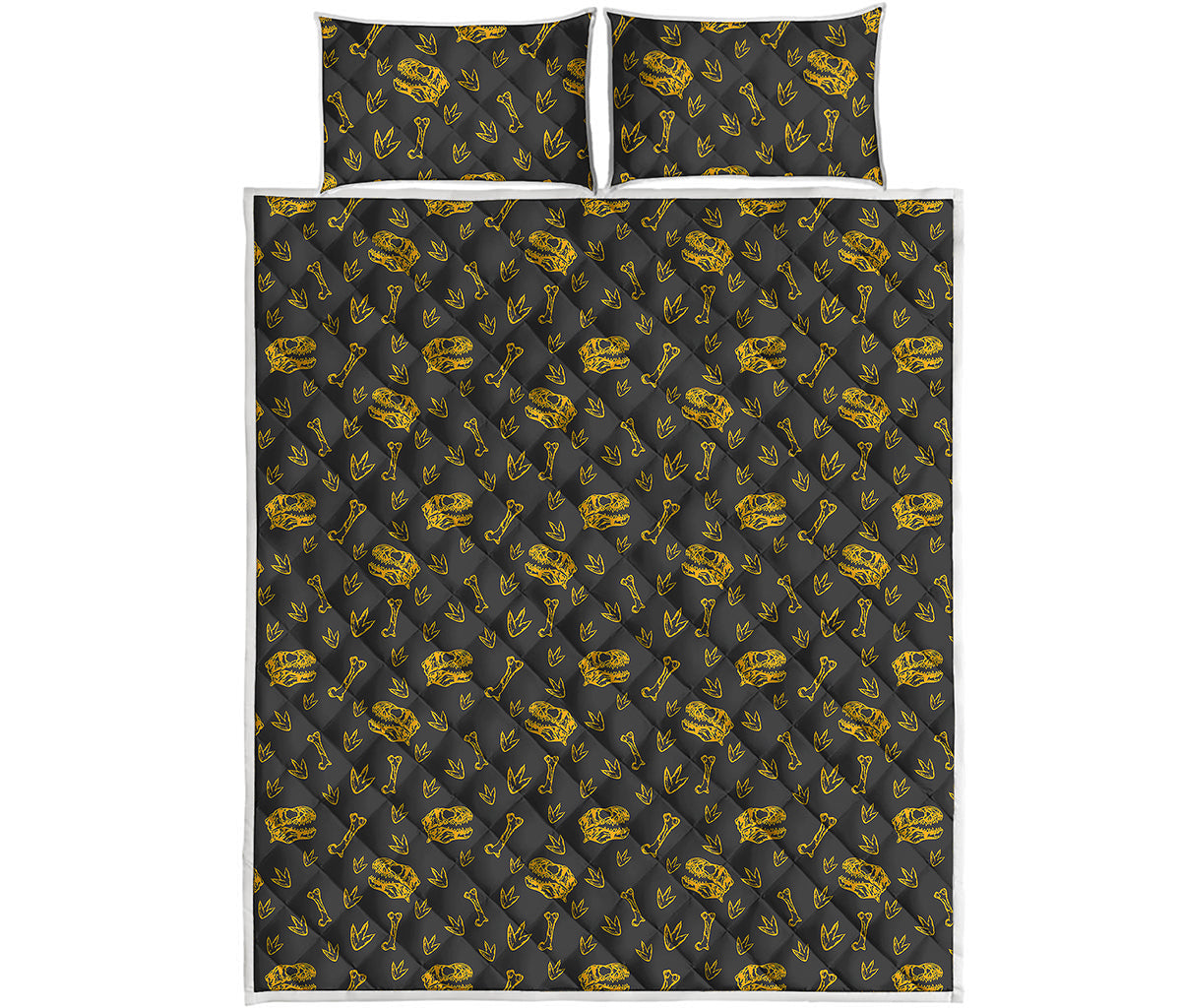 Tyrannosaurus Dino Fossil Pattern Print Quilt Bed Set