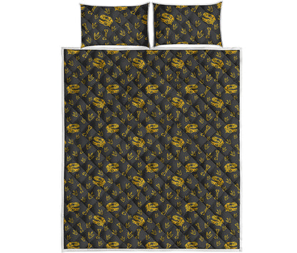 Tyrannosaurus Dino Fossil Pattern Print Quilt Bed Set