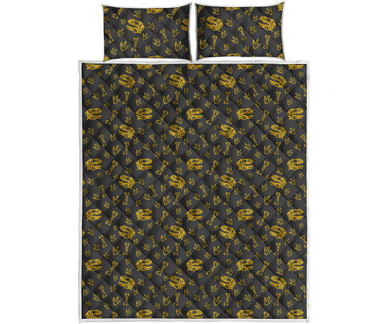 Tyrannosaurus Dino Fossil Pattern Print Quilt Bed Set