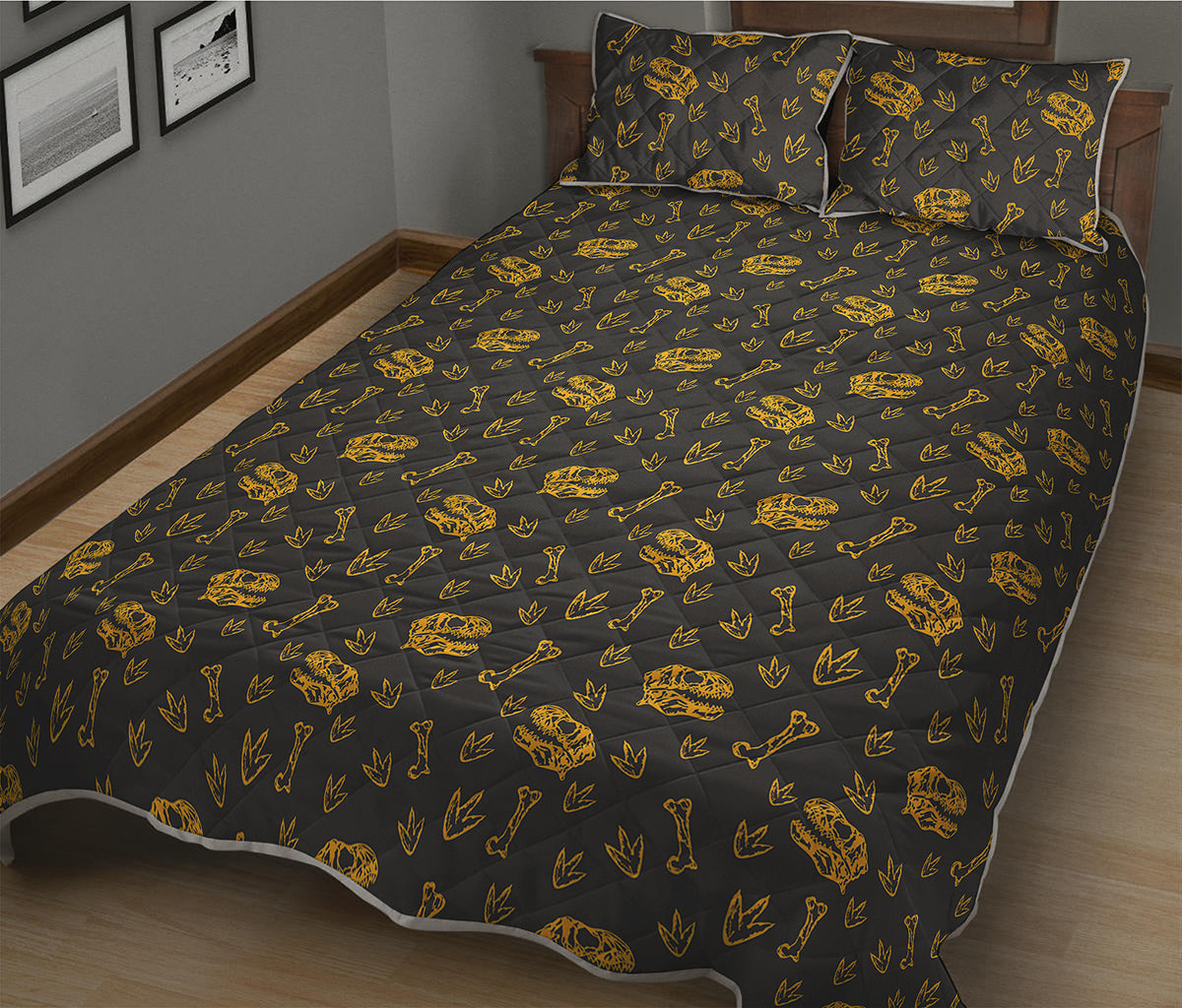 Tyrannosaurus Dino Fossil Pattern Print Quilt Bed Set