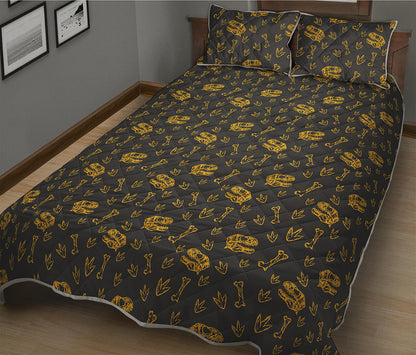Tyrannosaurus Dino Fossil Pattern Print Quilt Bed Set