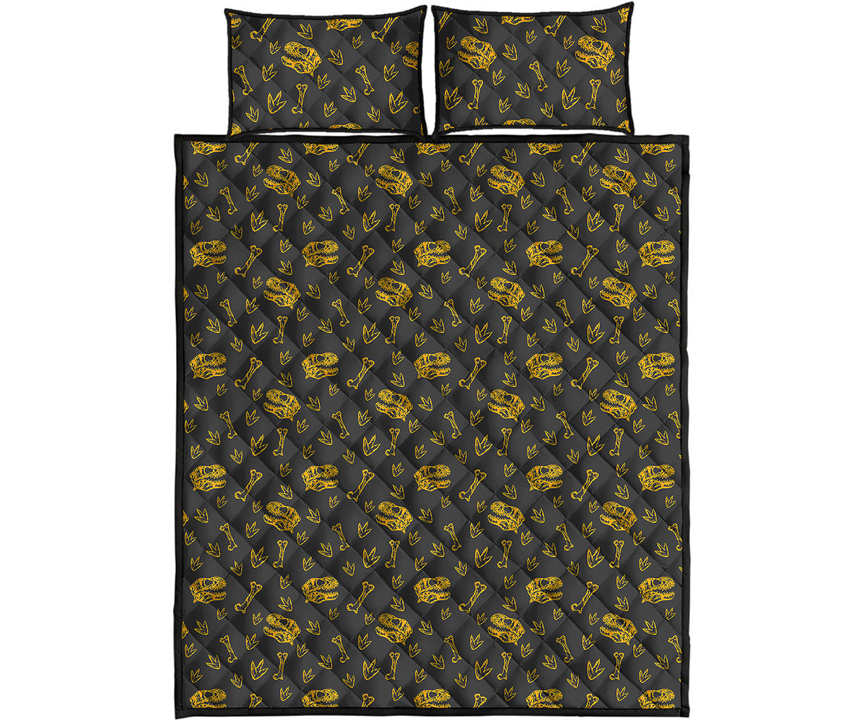 Tyrannosaurus Dino Fossil Pattern Print Quilt Bed Set