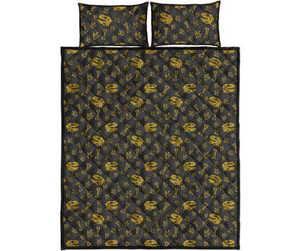 Tyrannosaurus Dino Fossil Pattern Print Quilt Bed Set