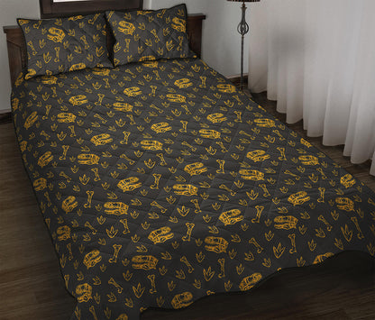 Tyrannosaurus Dino Fossil Pattern Print Quilt Bed Set