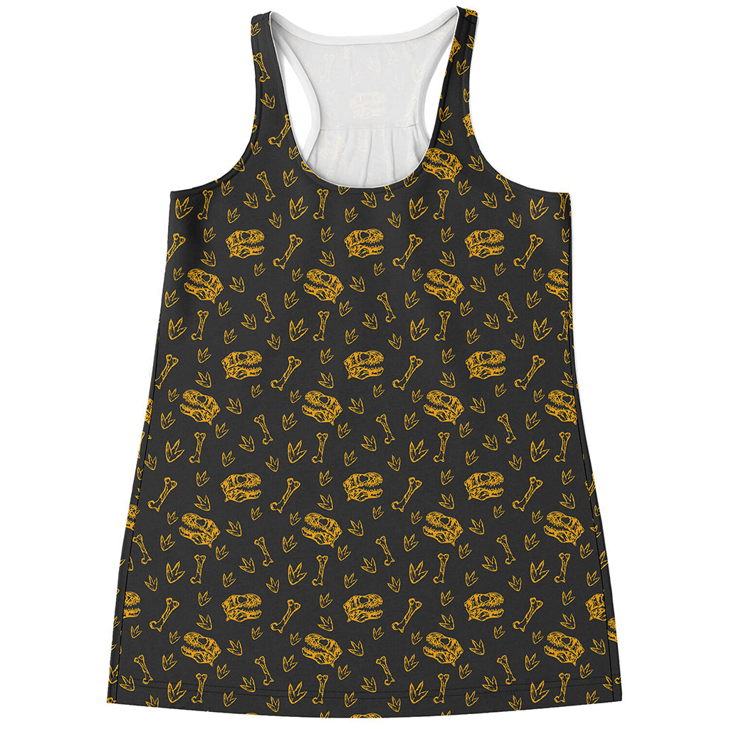Tyrannosaurus Dino Fossil Pattern Print Women's Racerback Tank Top