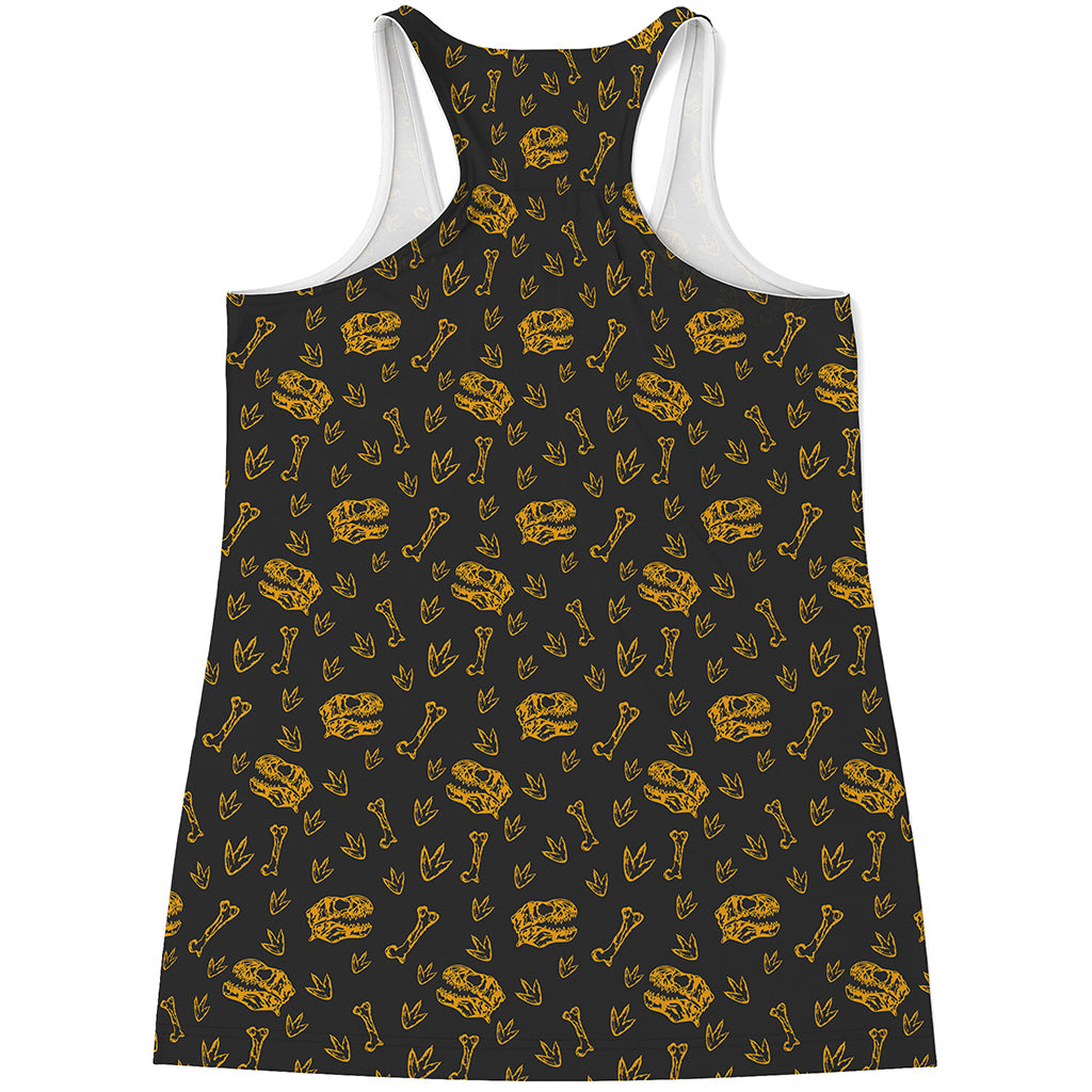 Tyrannosaurus Dino Fossil Pattern Print Women's Racerback Tank Top