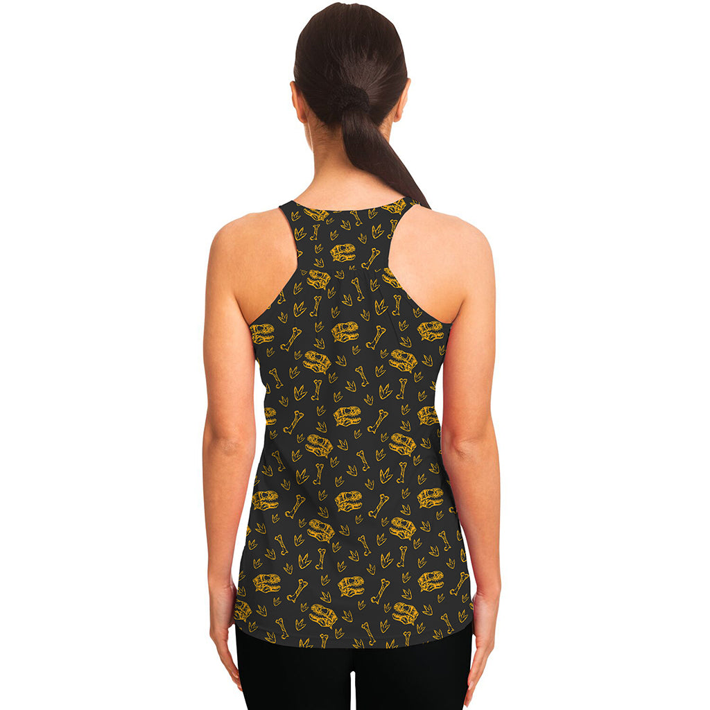 Tyrannosaurus Dino Fossil Pattern Print Women's Racerback Tank Top