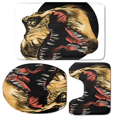 Tyrannosaurus Rex Head Print 3 Piece Bath Mat Set