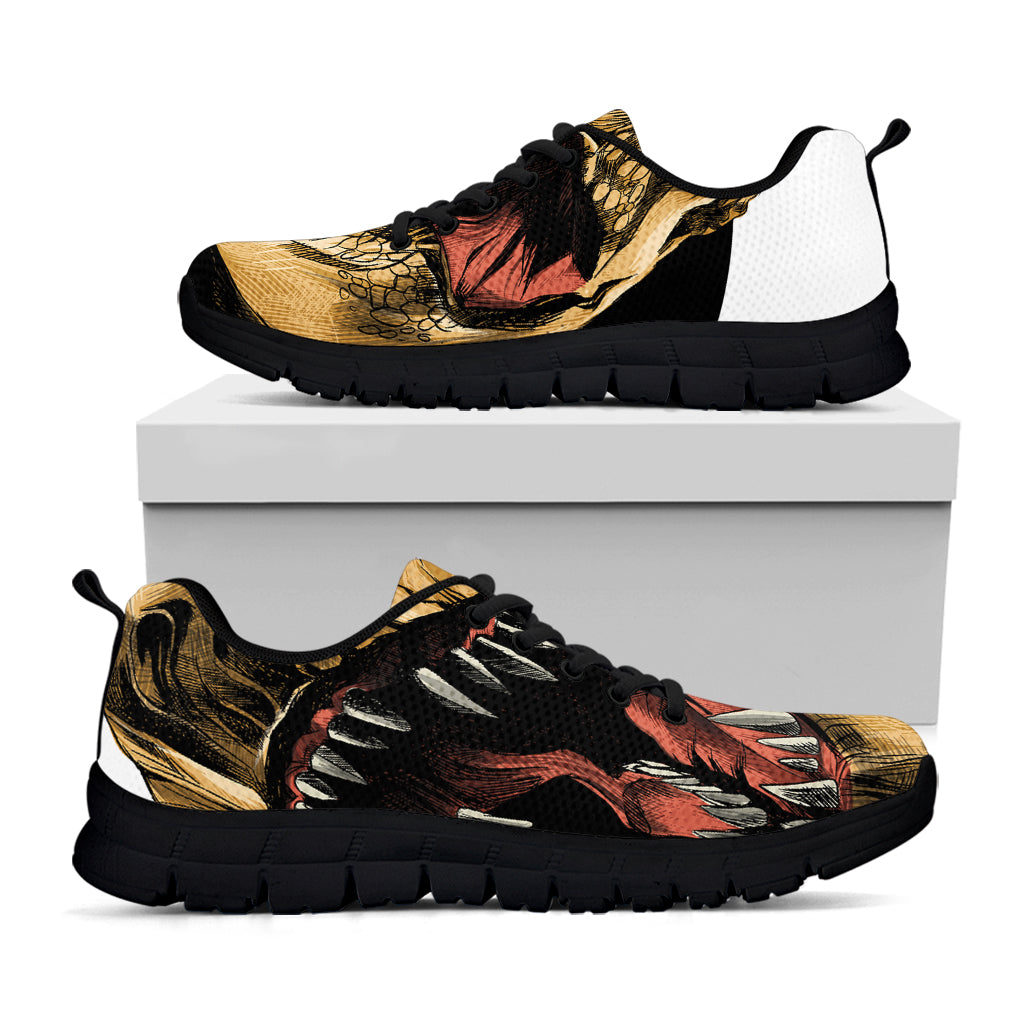 Tyrannosaurus Rex Head Print Black Sneakers