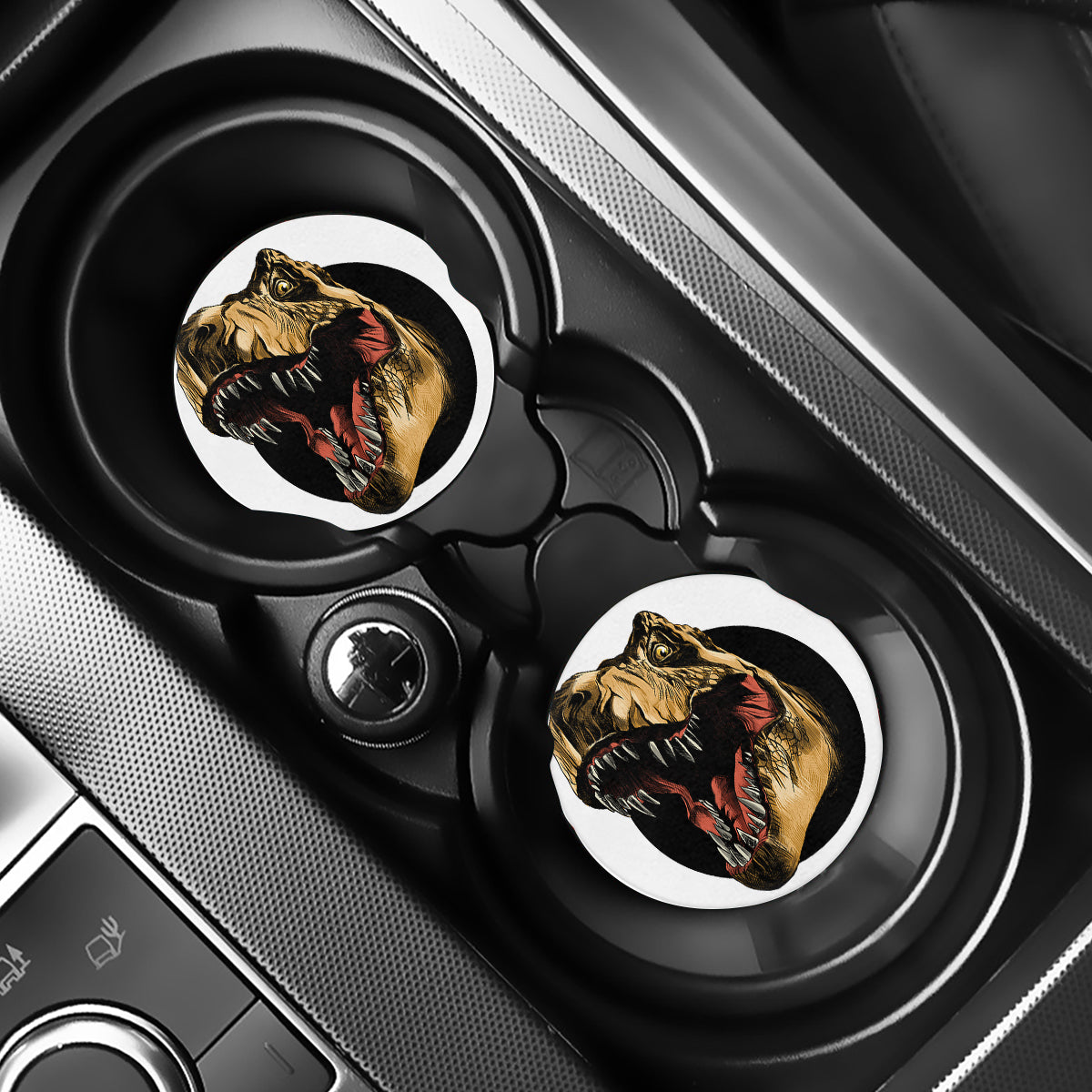 Tyrannosaurus Rex Head Print Car Coasters