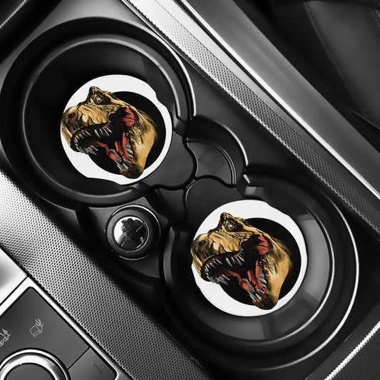 Tyrannosaurus Rex Head Print Car Coasters