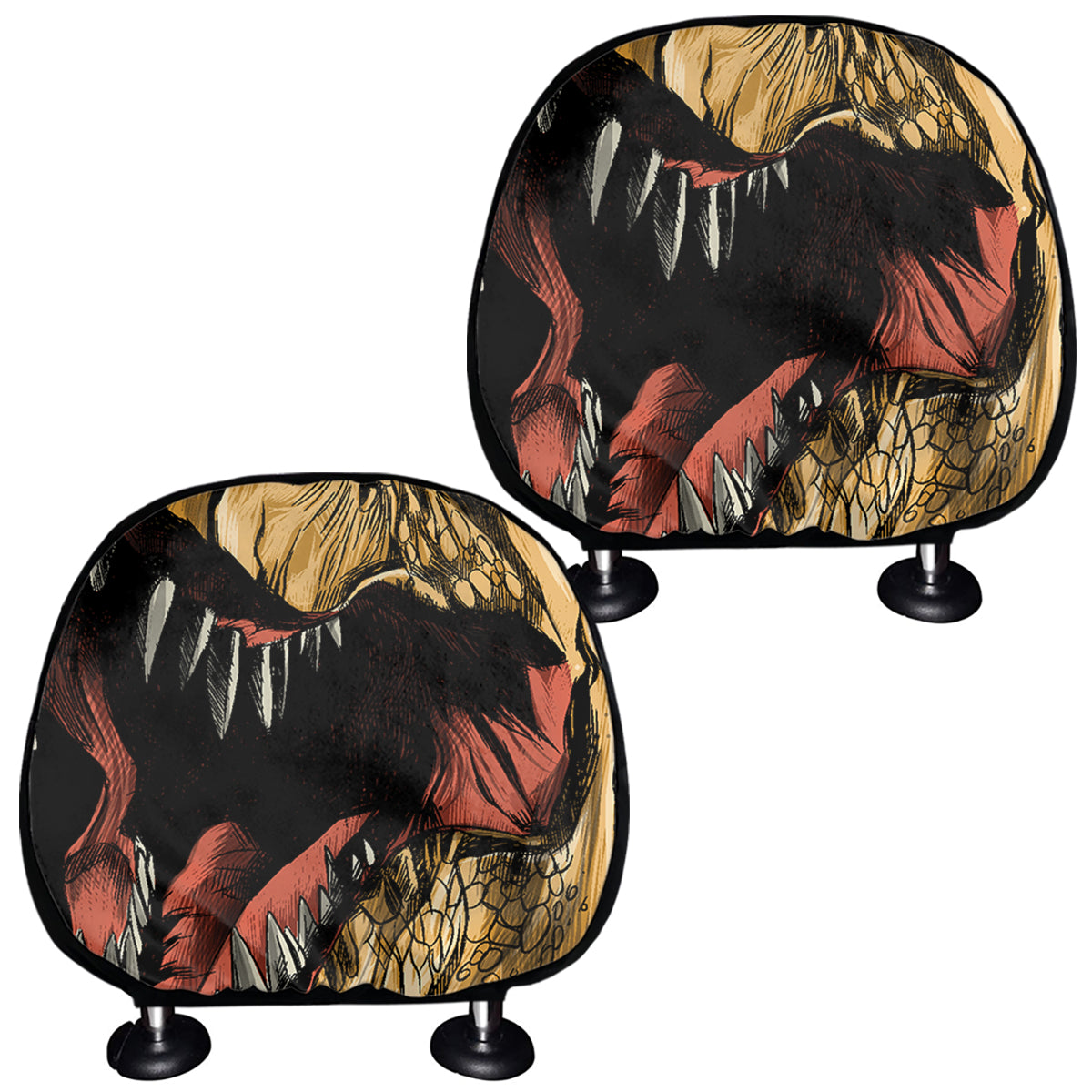 Tyrannosaurus Rex Head Print Car Headrest Covers
