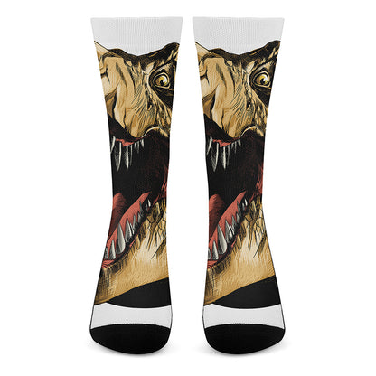 Tyrannosaurus Rex Head Print Crew Socks