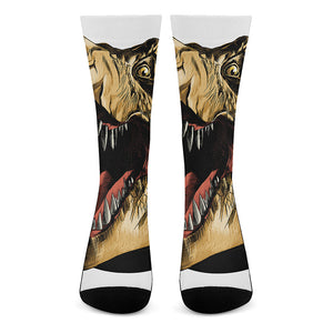 Tyrannosaurus Rex Head Print Crew Socks