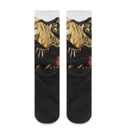 Tyrannosaurus Rex Head Print Crew Socks