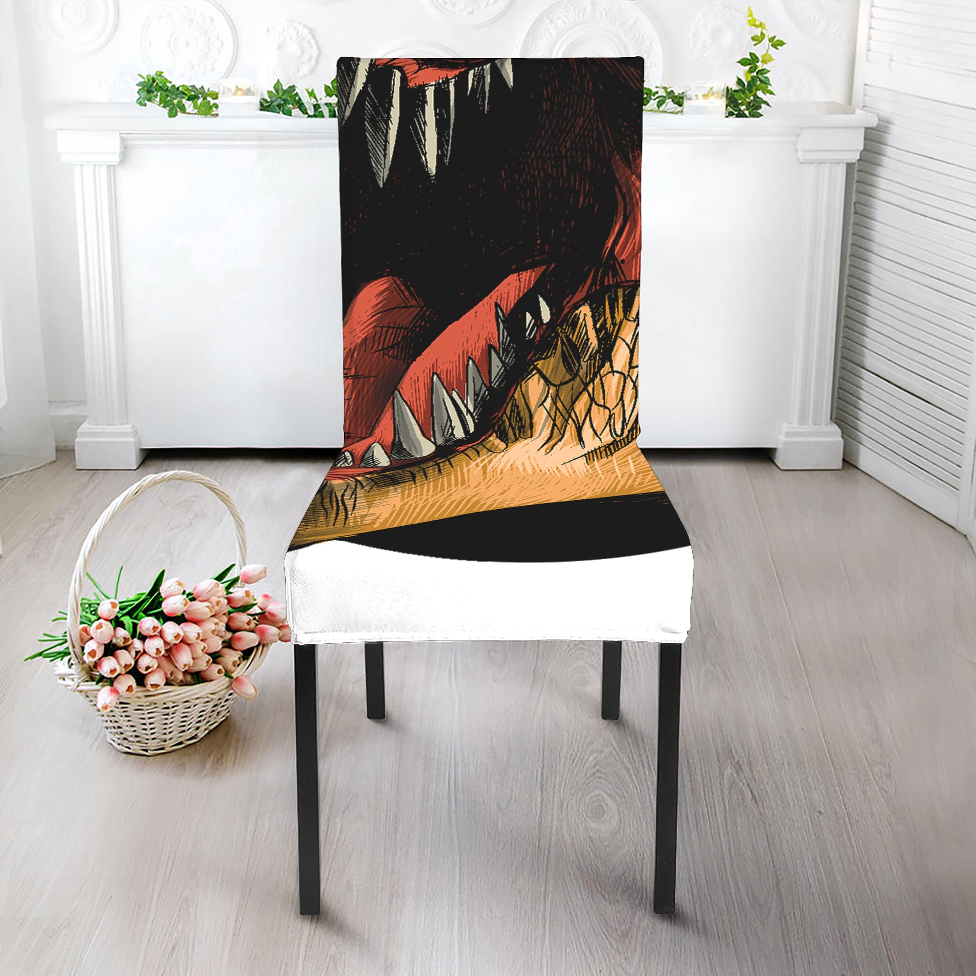 Tyrannosaurus Rex Head Print Dining Chair Slipcover
