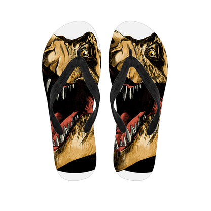 Tyrannosaurus Rex Head Print Flip Flops