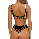 Tyrannosaurus Rex Head Print Front Bow Tie Bikini