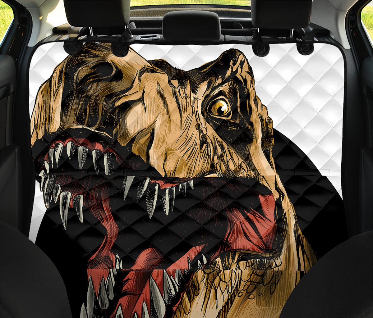Tyrannosaurus Rex Head Print Pet Car Back Seat Cover