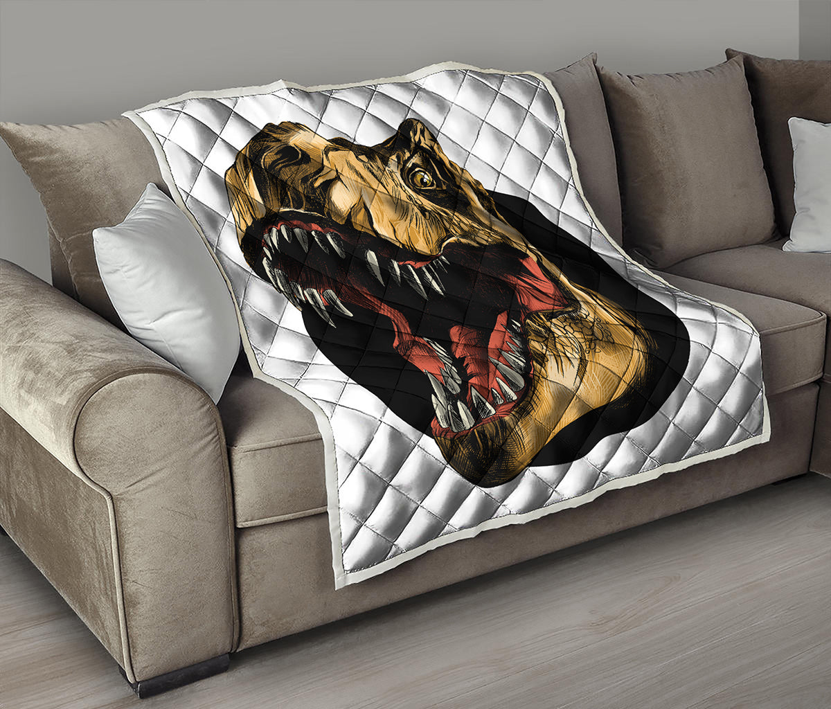 Tyrannosaurus Rex Head Print Quilt
