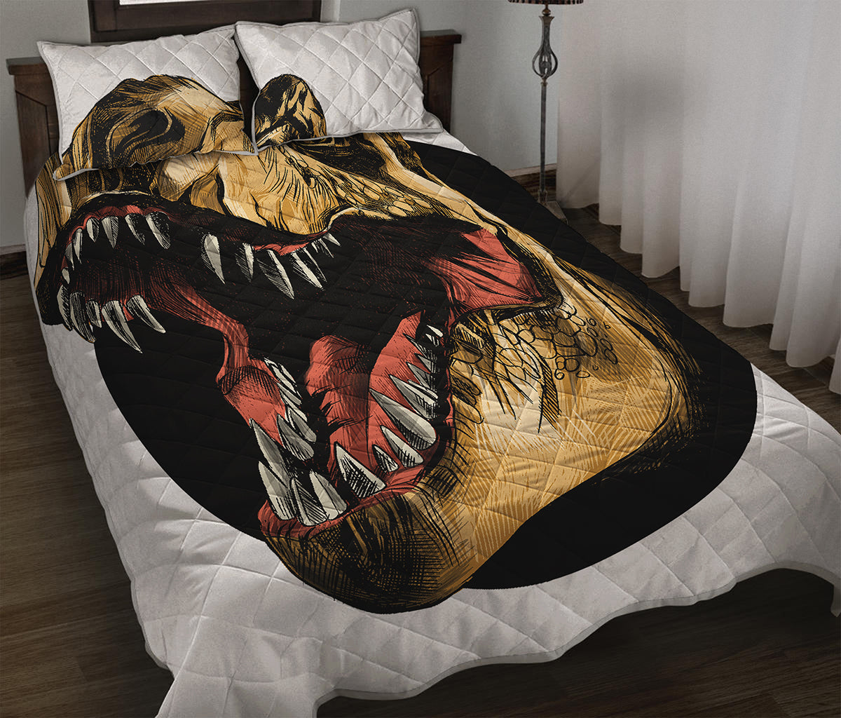 Tyrannosaurus Rex Head Print Quilt Bed Set