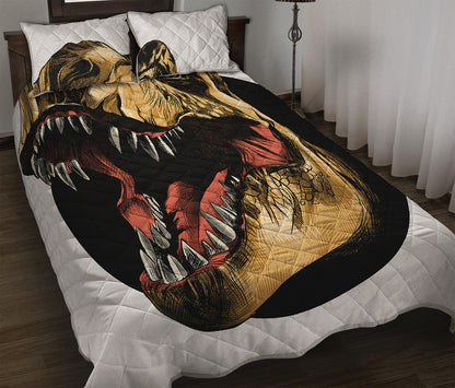 Tyrannosaurus Rex Head Print Quilt Bed Set