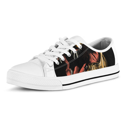 Tyrannosaurus Rex Head Print White Low Top Shoes